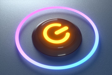 Poster - Button and switch with dark background,abstract conception ,3d rendering.