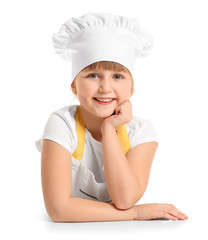 Canvas Print - cute little chef on white background