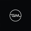 Minimal elegant monogram art logo. Outstanding professional trendy awesome artistic GM MG initial based Alphabet icon logo. White color on black background