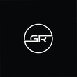Minimal elegant monogram art logo. Outstanding professional trendy awesome artistic GR RG initial based Alphabet icon logo. White color on black background