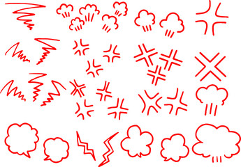 variation of white handwritten red anger mark set