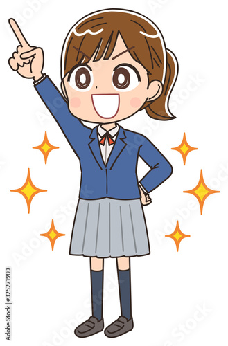 女子高生のイラスト 女子 女 中学生 ブレザー マンガ アニメ Stock ベクター Adobe Stock