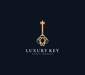 Wall Mural - luxury key logo dark background , symbol icon vector 