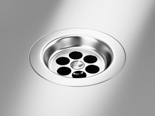 Metal Bath Drain Hole - Stainless Steel Bathroom Or Kitchen Sink. 3d Rendering