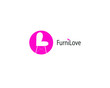 love furniture logo. modern template. pink texture. isolated white. for companies and graphic design. seat logo icon.