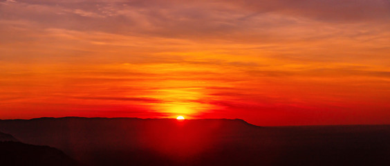 amazing sunset and sunrise.panorama silhouette tree in africa with sunset.tree silhouetted against a