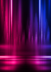 Aufkleber - Background of an empty show scene. Ultraviolet abstract background. Geometric Neon Shapes, Equalizer