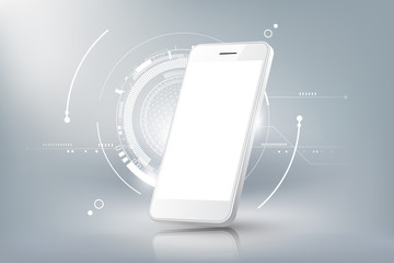 realistic white smartphone mockup perspective view with blank display isolated templates and futuris