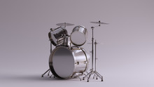 Silver Detail Drum Kit Front View 3d Illustration 3d Render	