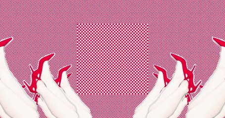 Wall Mural - Motion design art. Lady legs in red shoes. Fashion concept