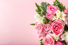 Beautiful And Tender Bouquet Of Flowers In The Hat Box, Nice Present Concept
