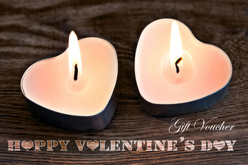 Two Candles and Happy Valentines Day Gift Voucher