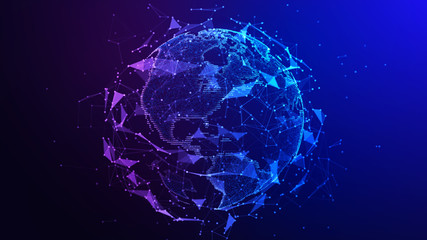Aufkleber - connection lines around earth globe. background with light effect. global international connectivity