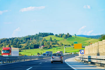 Sticker - Scenery with hills and Car Road Maribor Slovenia