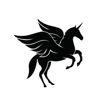 Horse Unicorn Pegasus Mythology Mammal Wings Icon Mascot Silhouette Stallion Equine Logo Vector Illustration