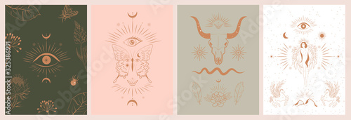 Fotografía Collection of mythology and mystical illustrations in hand drawn style