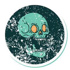 distressed sticker tattoo style icon of a skull