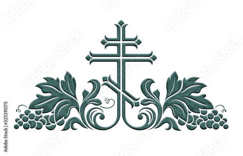 Fotografía Orthodox crucifix decorated with bunch of grapes