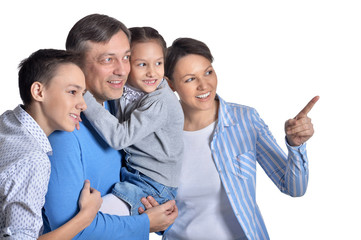 Wall Mural - Portrait of happy smiling family looking to the left