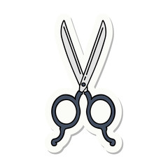 tattoo style sticker of barber scissors