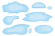 Water puddle set in cartoon style. Liquid puddle isolted on white background. Vector illustration.