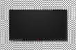 © Roman - Realistic TV screen template with empty black display. LCD or LED tv panel, 4k television screen on transparent background with shadow. Graphic mock up for banner, web and adversting posters. Vector.
