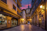 Fototapeta Uliczki - Oviedo, Spain. Clock Tower of Town Hall at dusk