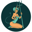 tattoo style icon of a pinup devil girl