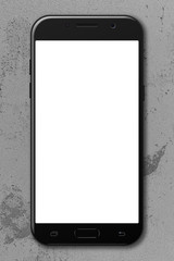 Aufkleber - Smartphone black color with blank screen on concrete background, mobile phone mockup