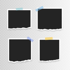 Wall Mural - vector photo frame mockup design. super set photo frame with torn paper on sticky tape isolated on t