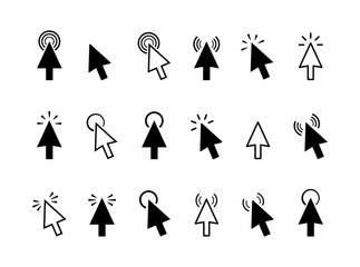 Poster - Set computer pointer click icon. Clicking arrows cursors tools. Vector illustration