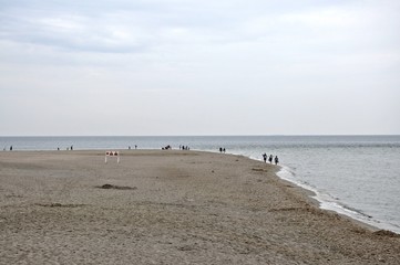 Cypel Helski, w pochmurny dzień lata, Polska, 