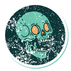 distressed sticker tattoo style icon of a skull