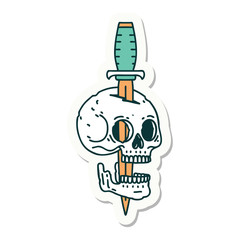 tattoo style sticker of a skull and dagger