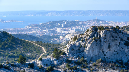 Canvas Print - Vue sur Marseille depuis crête de l'Estret