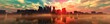 City over water panoramic view, sunset over the city, sea sunset in a modern city, 3D rendering
