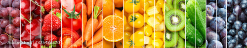 Fotografía Background of fruits, vegetables and berries. Fresh food