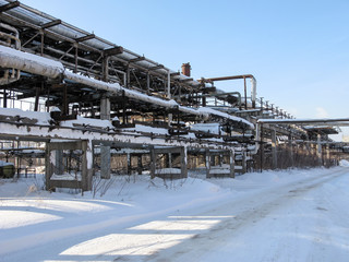 Pipes on an overpass at an industrial enterprise.