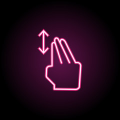 Poster - Vertical, drag, touch neon icon. Simple thin line, outline vector of touch gesture icons for ui and ux, website or mobile application