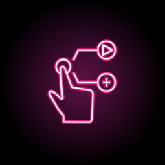 Poster - Finger, touch, phone, video neon icon. Simple thin line, outline vector of touch gesture icons for ui and ux, website or mobile application