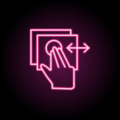 Poster - Slide, document, touch, finger neon icon. Simple thin line, outline vector of touch gesture icons for ui and ux, website or mobile application