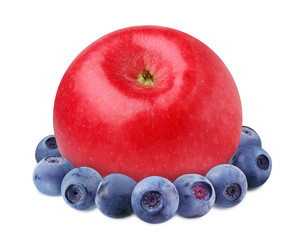 Wall Mural - red Apple and blueberry isolated on a white background with a clipping path.