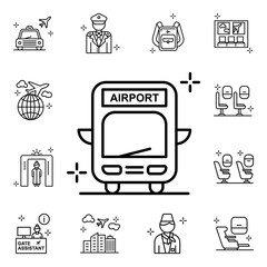 Poster - Bus to airport icon. Airport icons universal set for web and mobile