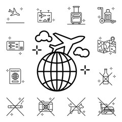Poster - Flight, Earth, plane icon. Airport icons universal set for web and mobile