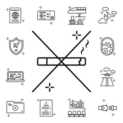 Poster - No smoking, airplane icon. Airport icons universal set for web and mobile