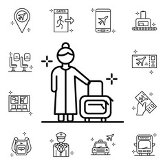 Poster - Woman, luggage icon. Airport icons universal set for web and mobile