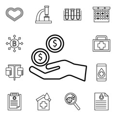 Poster - Salary from donation icon. Blood donation icons universal set for web and mobile