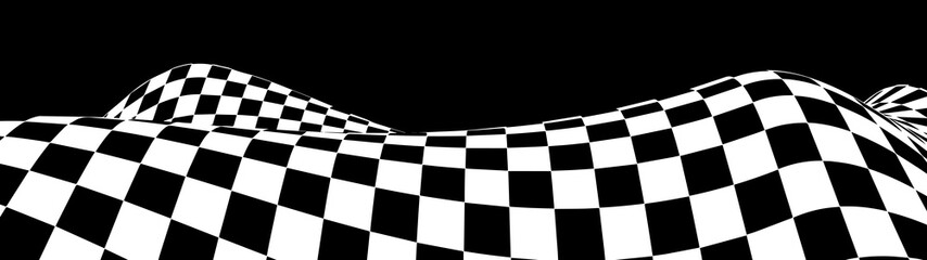 Poster - Hallucination. Optical illusion. Twisted illustration. Abstract futuristic background of squares. Dynamic wave. Vector.