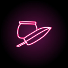 Poster - ink and pen sketch neon icon. simple thin line, outline vector of education icons for ui and ux, web
