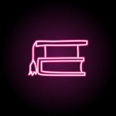 Poster - Book and graduate cap sketch neon icon. Simple thin line, outline vector of education icons for ui and ux, website or mobile application
